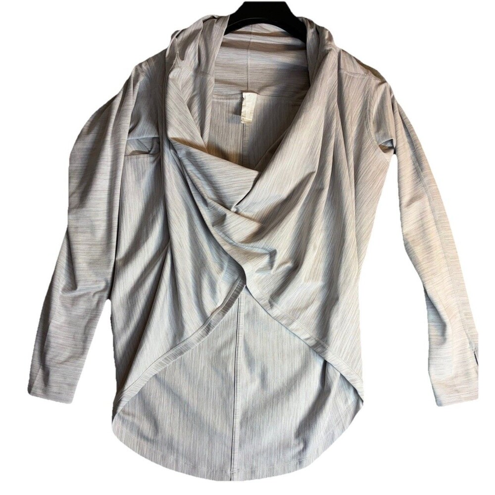 Zyia Active Top Sz L Yoga Shawl Twist Front Cowl Relaxed Fit Pullover Pilates